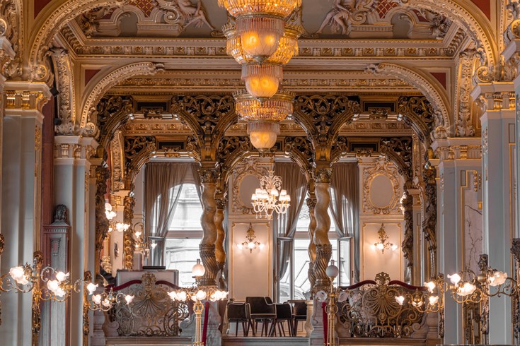 Anantara New York Palace Budapest Hotel Restaurant Deep Water Details White Salon